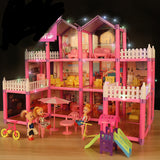 Toy Girl Princess Castle Villa Hut Children Play House Toy Girl Simulation Room Doll House Gift