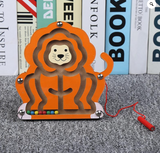 Children Magnetic Maze Toy Kids Wooden Puzzle Game Toy Kids Early Educational Brain Teaser Wooden Toy Intellectual Jigsaw Board