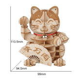 Robotime Lucky Cat Model 3D Wooden Puzzle Building Kits Game Toys For Children Kids Girls Birthday Christmas Gift Drop Shipping