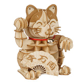 Robotime Lucky Cat Model 3D Wooden Puzzle Building Kits Game Toys For Children Kids Girls Birthday Christmas Gift Drop Shipping