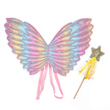 Kids Wings Wands Butterfly Rainbow Wings For Girls Princess Fairy Wings Children Halloween Cosplay Costume Accessories